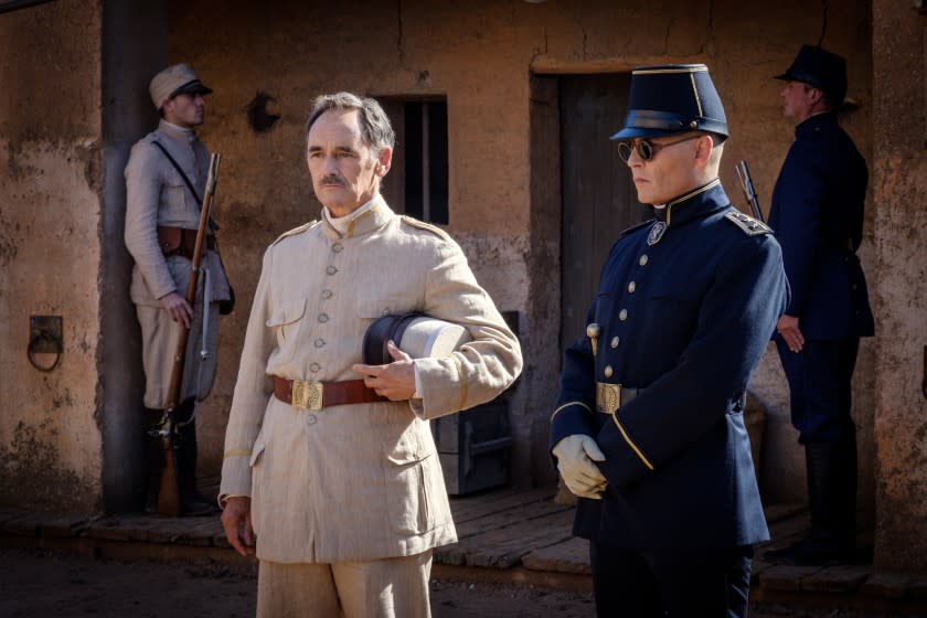 Mark Rylance and Johnny Depp in the movie "Waiting for the Barbarians."