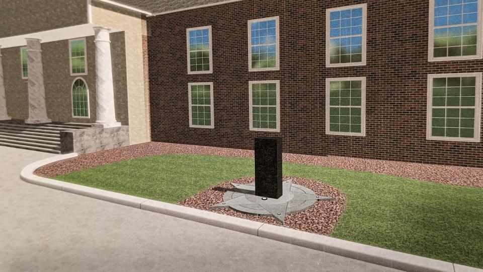 A computer generated rendering of what the memorial might look like in front of the York City Police building.