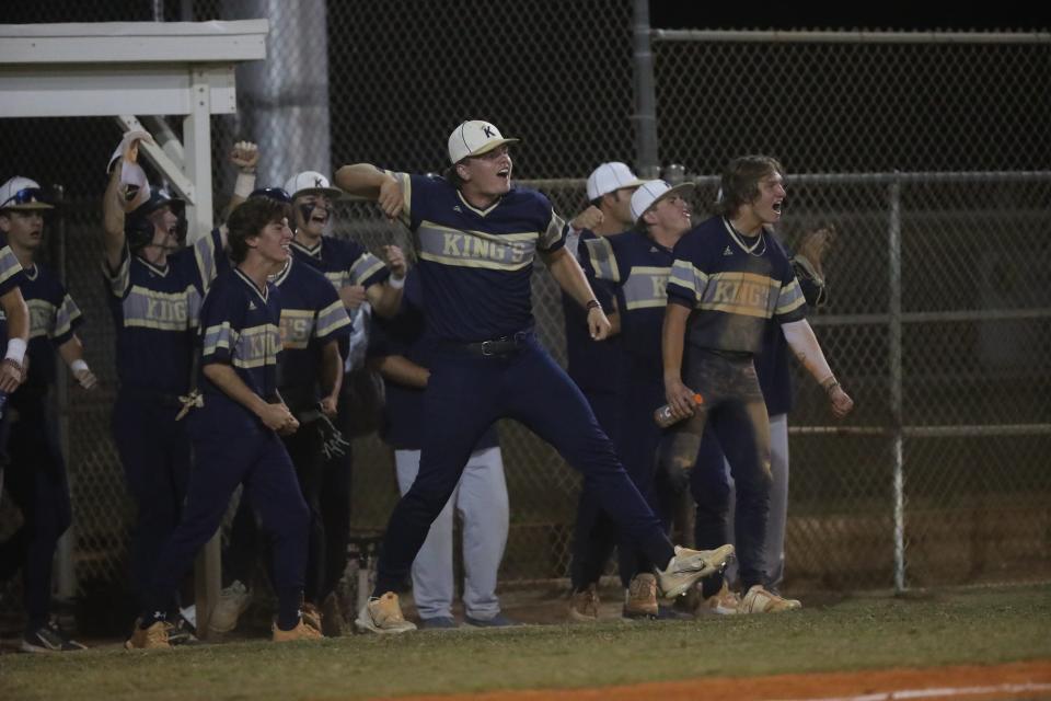Action from a baseball game between Canterbury and Southwest Florida Christian Academy at Rutenberg Park in Fort Myers on Tuesday, April 9, 2024. SFCA won 2-1.