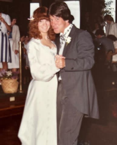 <p>Tom Bergeron Instagram</p> Tom Bergeron and Lois Bergeron on their wedding day in 1982.