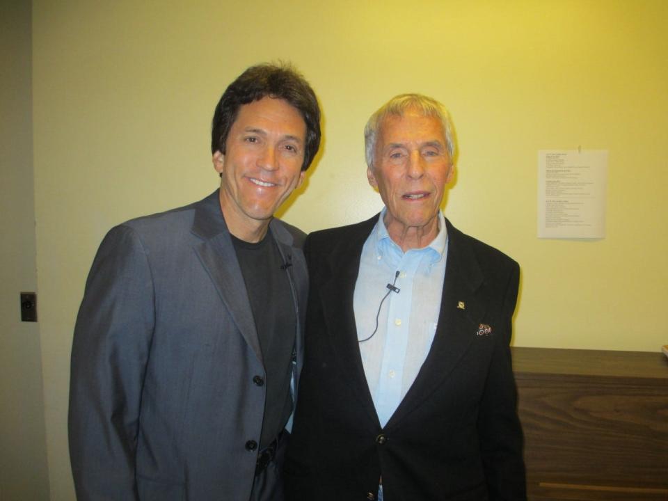 Mitch Albom and Burt Bacharach pose for a photo during an event in Los Angeles in 2013.