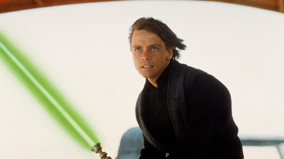 Luke Skywalker (Mark Hamill) prepares to give someone the business end of his lightsaber in "Return of the Jedi."