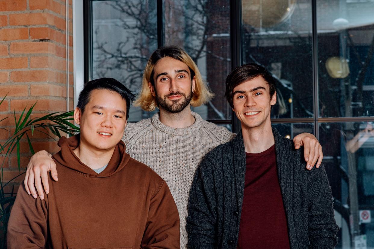From left: Ivan Zhang, Aidan Gomez, and Nick Frosst, the founders of Cohere.