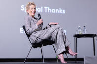 <p>Sharon Stone takes a seat on Sept. 26 for a chat during the ZFF Masters portion of the 17th Zurich Film Festival at Arena 4 in Zurich, Switzerland.</p>