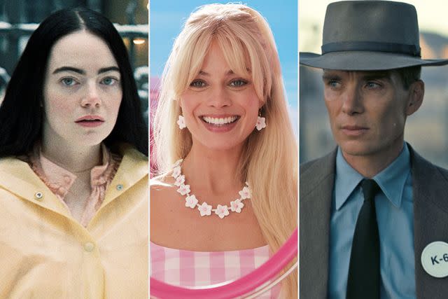 <p>Searchlight Pictures; Warner Bros. Pictures; Universal Pictures</p> Emma Stone in 'Poor Things' ; Margot Robbie in 'Barbie' ; Cillian Murphy in 'Oppenheimer'