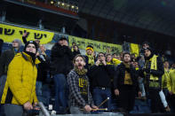 Betar Nordia Jerusalem fans support their team from the stands during a match at Teddy Stadium in Jerusalem, January 29, 2018. REUTERS/Ronen Zvulun