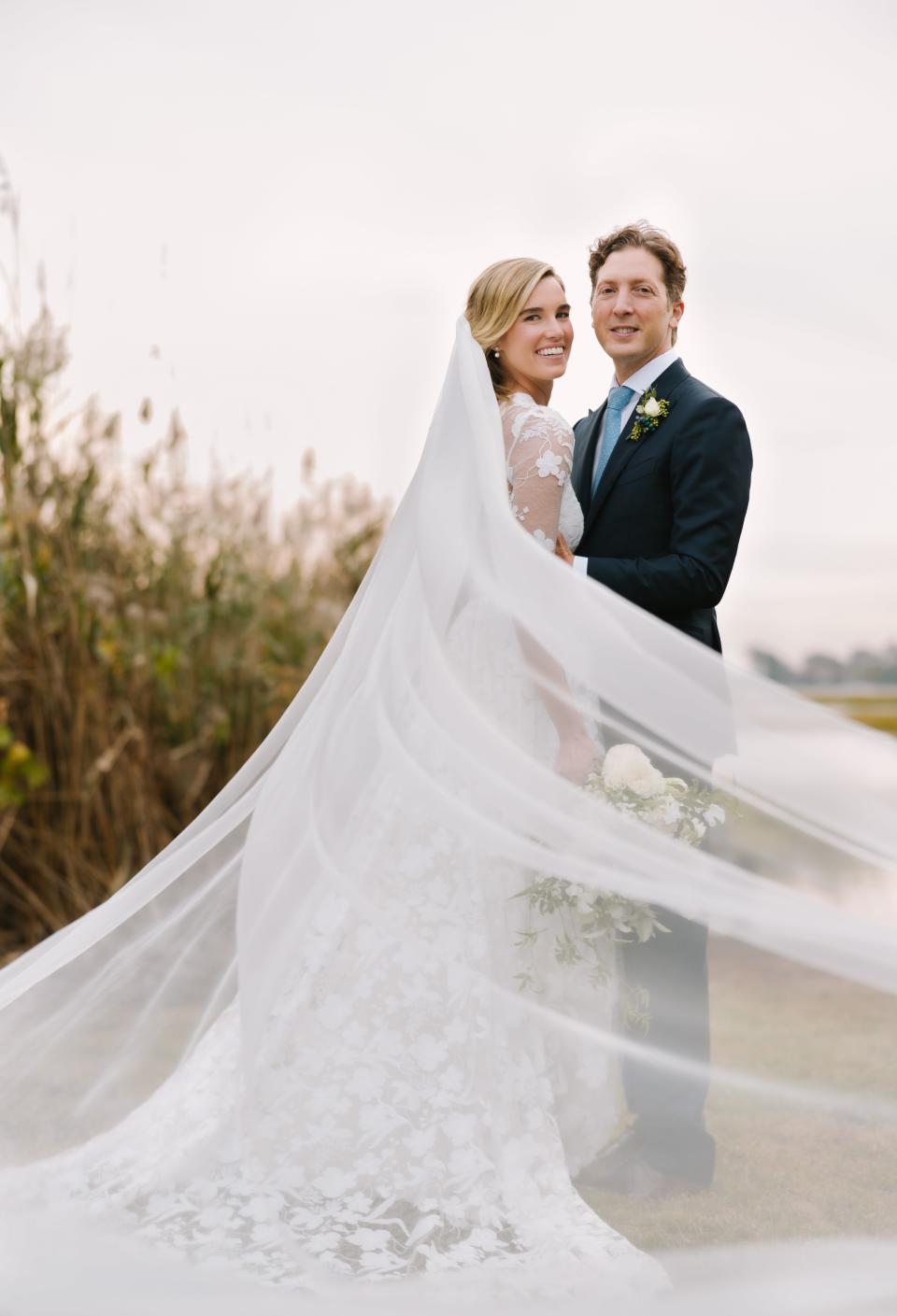 The Bride Wore an Ethereal Lace Dress for Her Formal Garden Party Wedding Overlooking the Long Island Sound