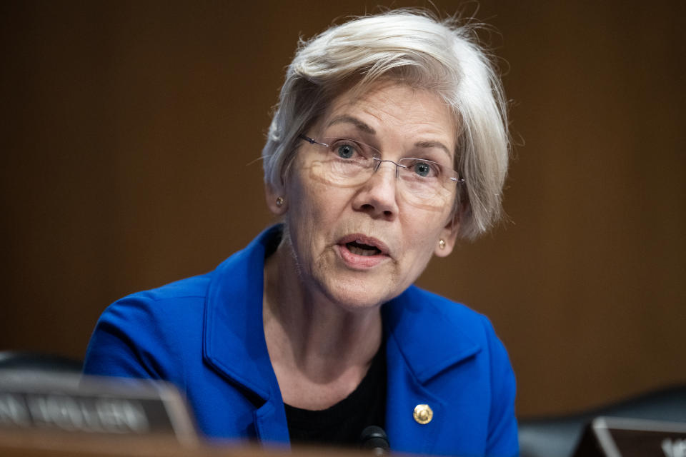 UNITED STATES - JANUARY 11: Sen. Elizabeth Warren, D-Mass., speaks during the Senate Banking, Housing, and Urban Affairs Committee hearing titled 