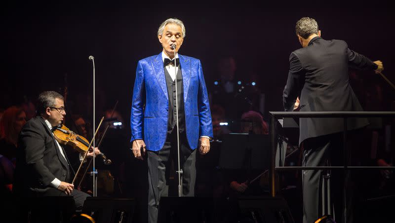 Andrea Bocelli performs at Vivint Arena in Salt Lake City on Thursday, Nov. 29, 2018. Bocelli returns to the arena on May 17 — his third show at the venue in five years.