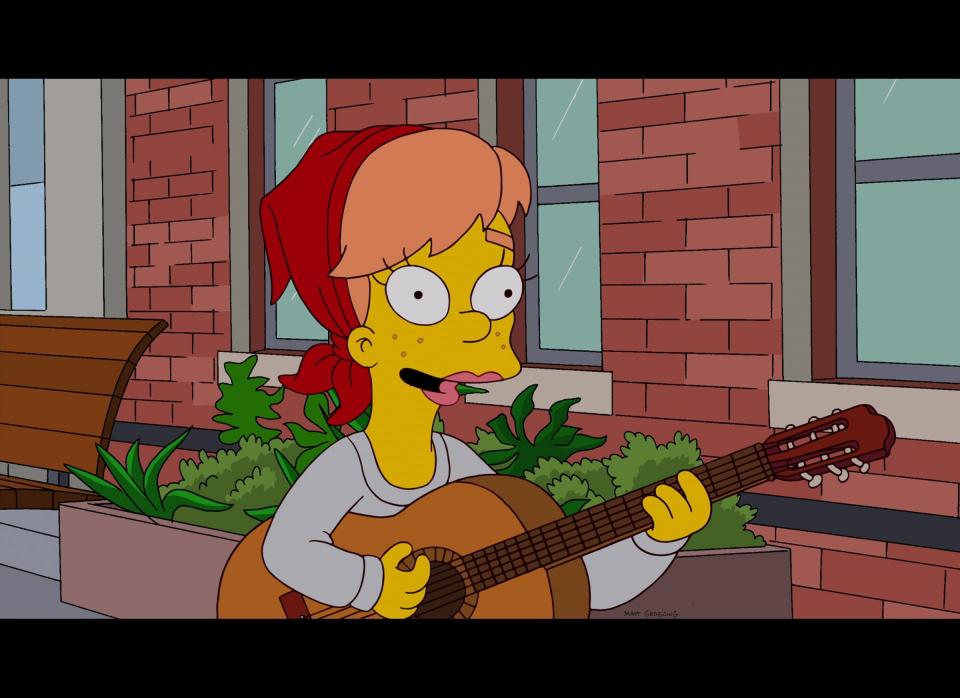 Bart travels to New York City to reconnect with his long-lost love, Mary Spuckler (guest voice Zooey Deschanel), who left Springfield and her back woods family to reinvent herself in the Big Apple in the "Moonshine River" season premiere.