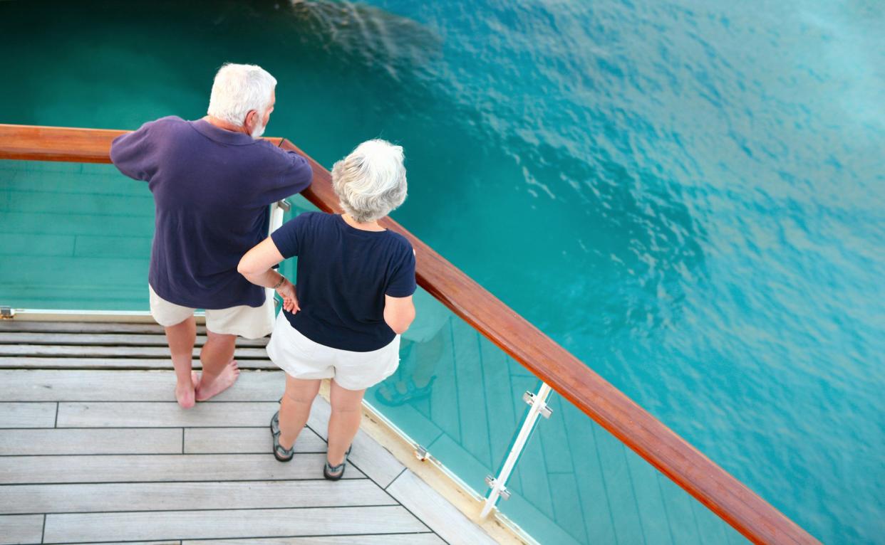 elderly couple cruising the caribbean sea