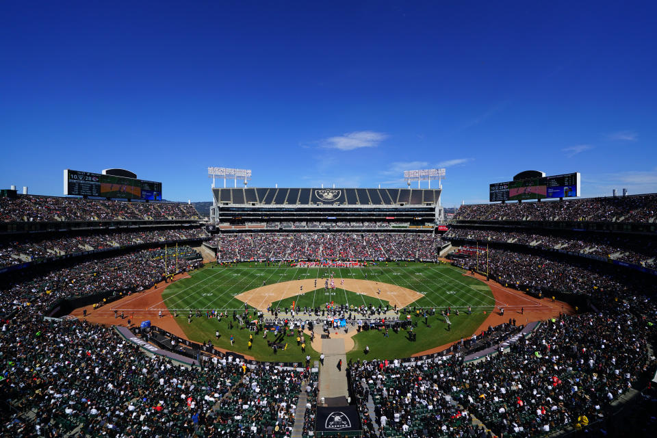 The Week 2 game between the Chiefs and Raiders will likely be the last played on a baseball diamond. (Photo by Daniel Shirey/Getty Images)