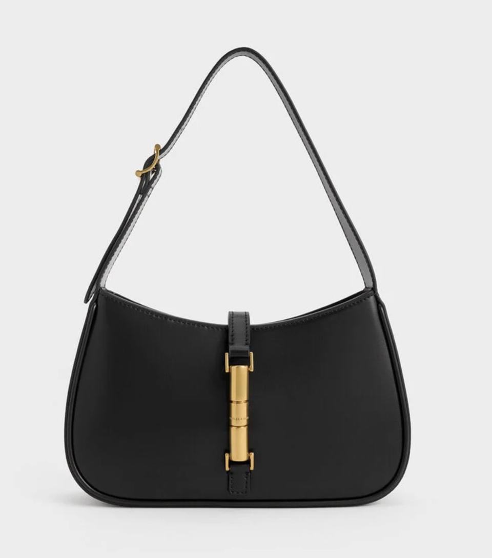 Cesia Metallic Accent Shoulder Bag - Black
