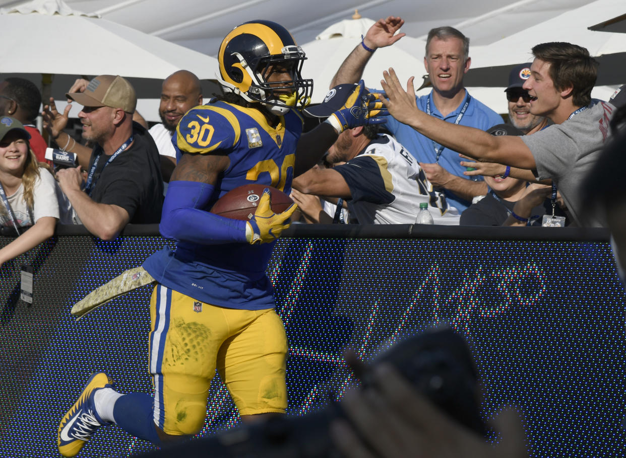 Todd Gurley is currently the NFL’s leading rusher and a big reason for L.A.’s strong offense. (Getty Images)