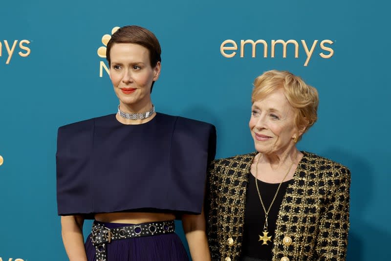 Sarah Paulson and Holland Taylor attend the 74th Primetime Emmys at Microsoft Theater on September 12, 2022 in Los Angeles, California.