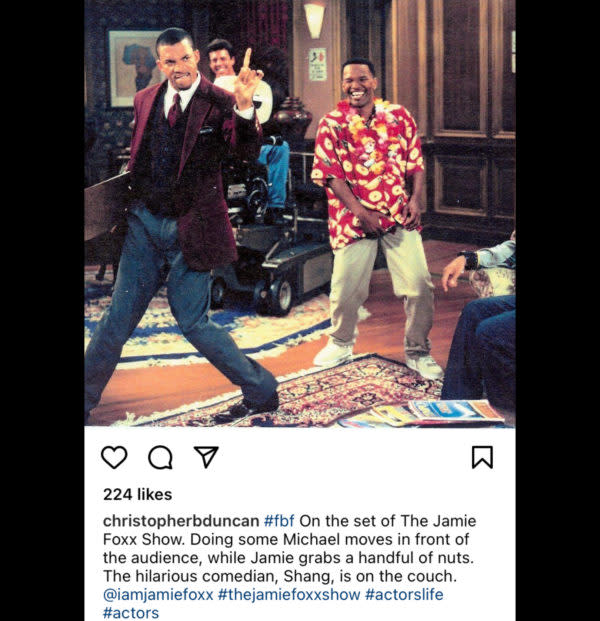 Christopher B. Duncan shares a photo from the set of “The Jamie Foxx Show” starring actor-singer Jamie Foxx. (Photo: @christopherbduncan/Instagram)