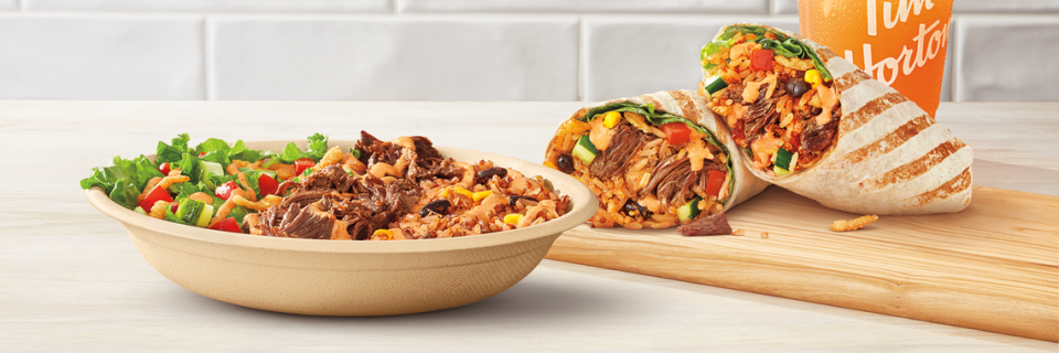 Steak bowls and wraps at Tim Hortons.