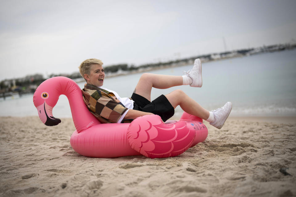 Molly Manning Walker poses for portrait photographs for the film 'How to Have Sex' during the 76th international film festival, Cannes, southern France, Sunday, May 21, 2023. (Photo by Scott Garfitt/Invision/AP)