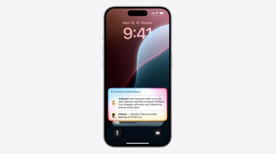 iPhone showing Apple Intelligence using prioritied notifications