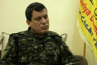 Mazloum Kobani, SDF commander in chief is pictured during an interview with Reuters in Ain Issa
