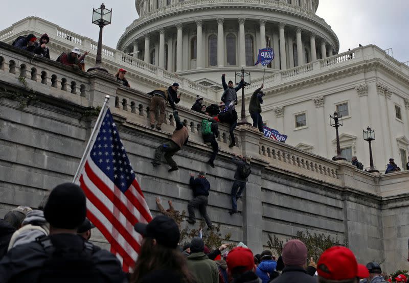 FILE PHOTO: Supporters of U.S. President Donald Trump protest outside the Capitol in Washington