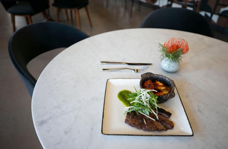 Skirt steak chimichurri at the new Alter Ego restaurant at Canopy by Hilton Tempe Downtown on June 12, 2020. 
