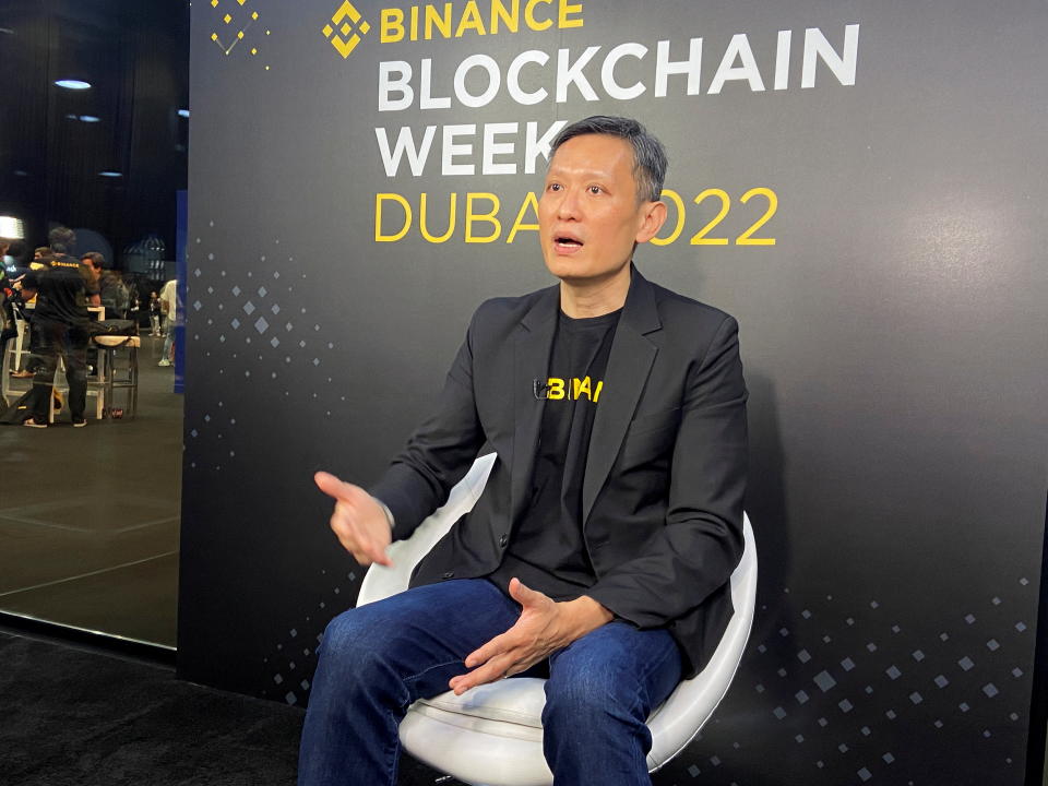 Richard Teng, head of Middle East and North Africa at crypto company Binance, gestures and speaks during an interview with Reuters in Dubai, United Arab Emirates, March 30, 2022. The photo was taken on March 30, 2022.Reuters/Abdel Hadi Ramahi