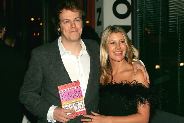 <p>Gareth Cattermole/ Getty</p> Tom Parker Bowles and Sara Parker Bowles at the launch of his book "E Is For Eating" in 2004.