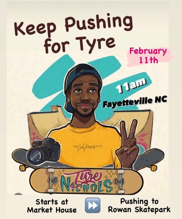 Skateboarders will participate in a procession at 11 a.m. Saturday, in memory of Tyre Nichols, from the Market House to the Rowan Skate Center.