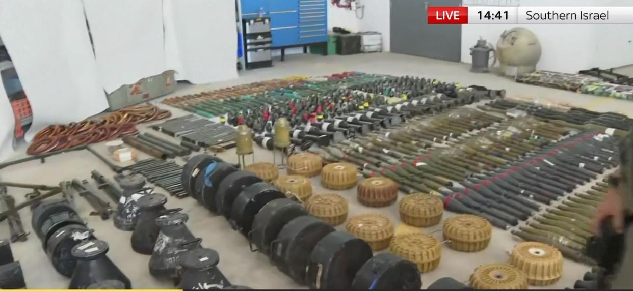 Israel’s military has revealed a huge cache of weapons seized from Hamas fighters (Sky News)