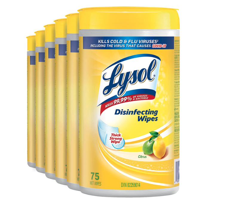 Lysol Disinfectant Wipes. Image via Amazon.