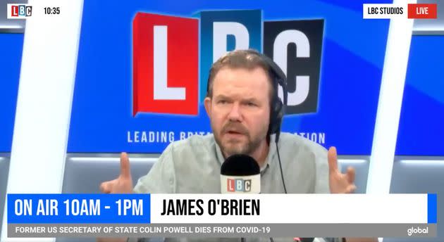 James O'Brien on his LBC talk show (Photo: Twitter @LBC)