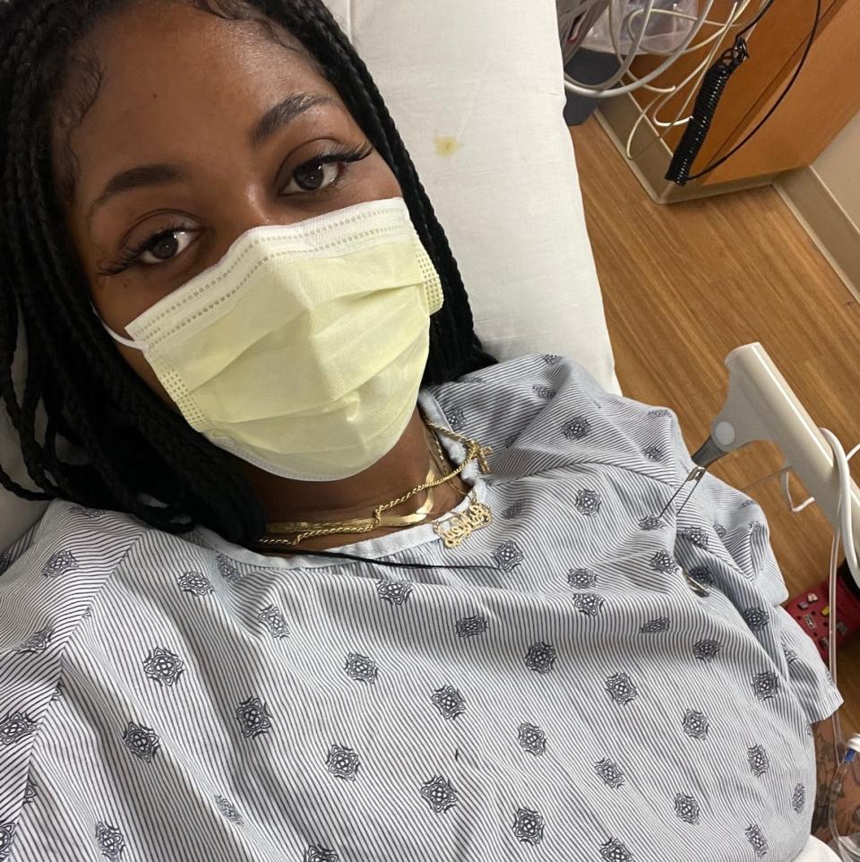 Ashley Teague in the hospital