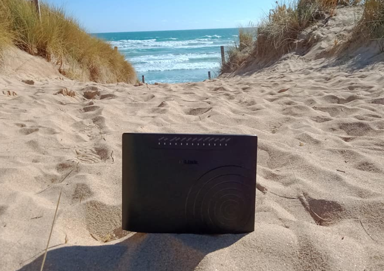 The Australian mum shared this photo of their family's modem overlooking a beach.