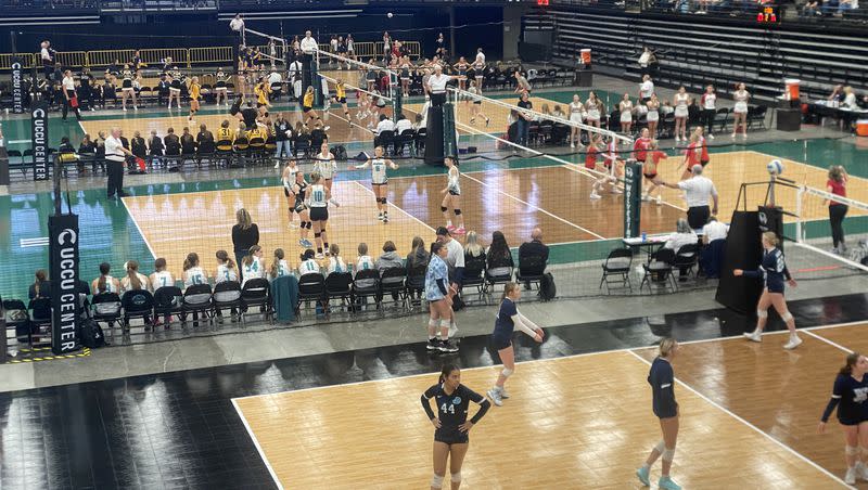 Class 3A high school volleyball teams compete at Utah Valley University during the 3A state tournament on Wednesday, Oct. 25, 2023.