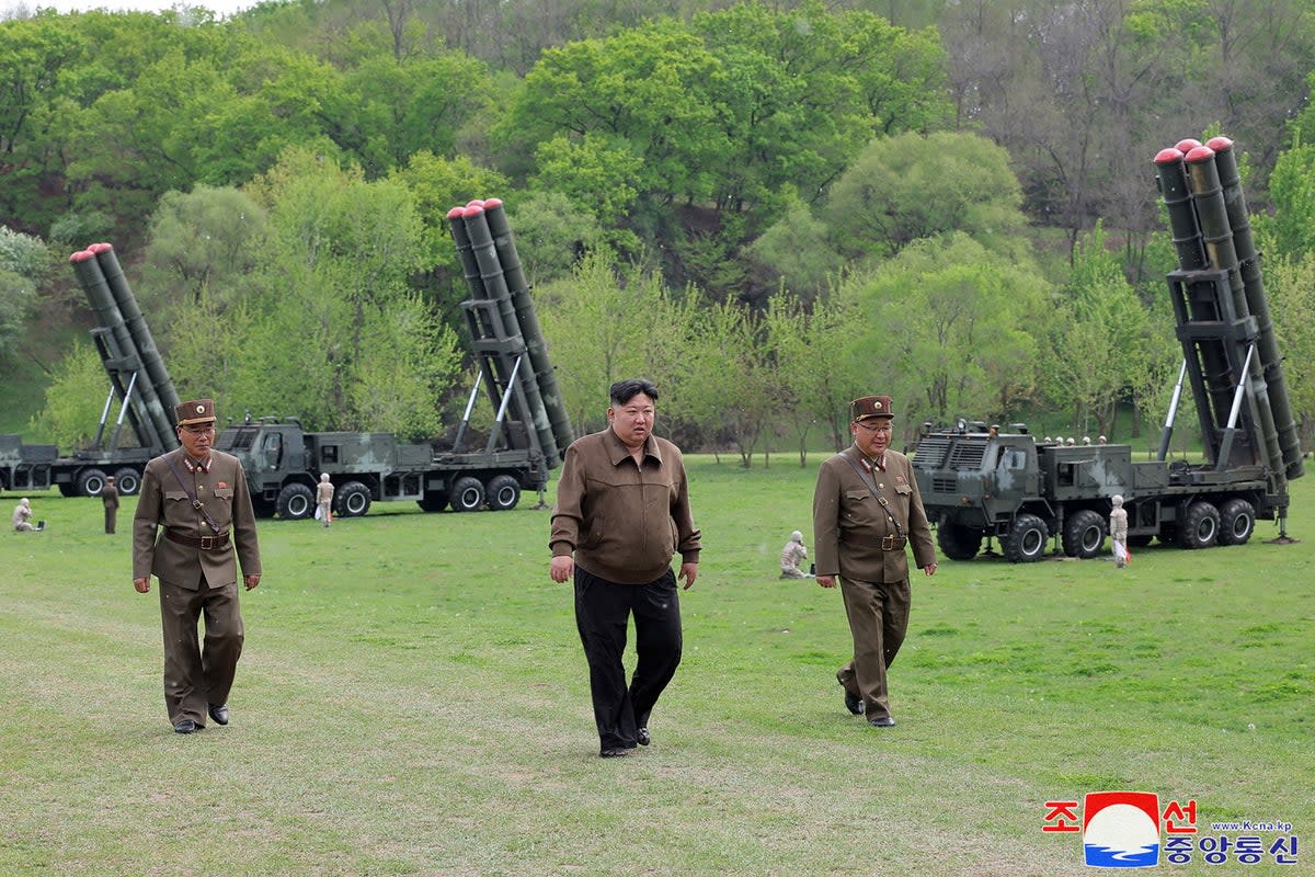 Kim Jong-un is seen observing a virtual nuclear counterattack training exercise at an undisclosed location in North Korea, in a picture released from North Korea's official Korean Central News Agency (KCNA) (KCNA VIA KNS/AFP via Getty Image)