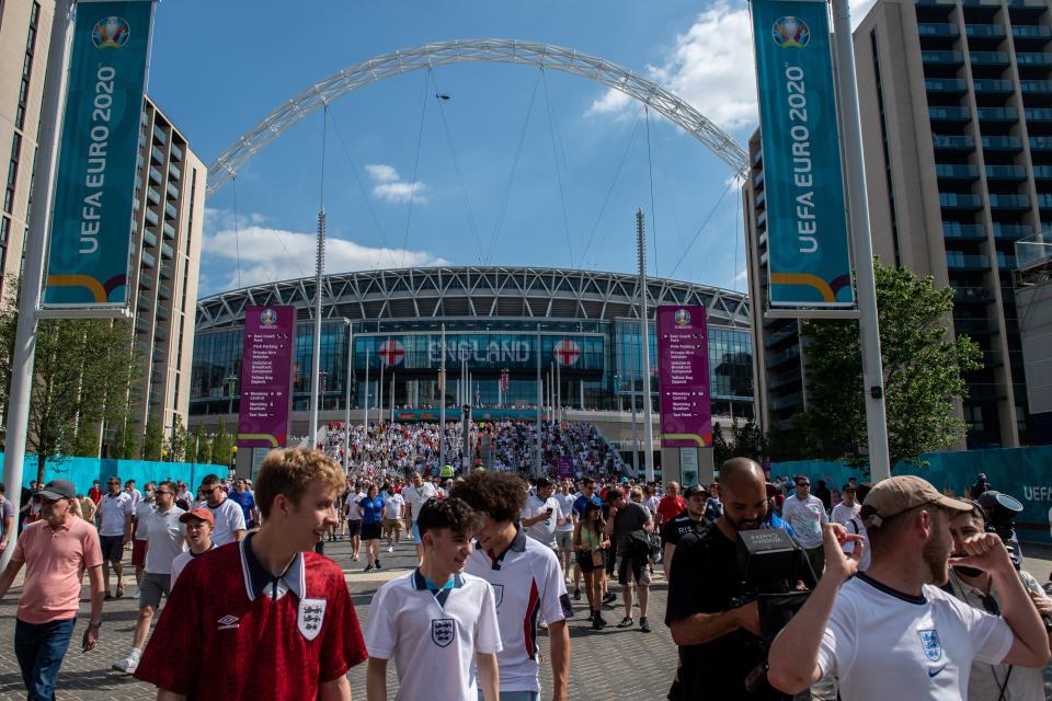 Football fans leave Wembley stadium after England's first Euro 2020 match against Croatia (Getty Images)