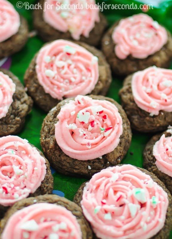 <p>Back For Seconds</p><p>These Frosted Candy Cane Mocha Cookies will be love at first bite! These are sure to become a favorite for everyone and a new Christmas cookie tradition! </p><p>Get th recipe: <a href="http://backforseconds.com/frosted-candy-cane-mocha-cookies/" rel="nofollow noopener" target="_blank" data-ylk="slk:Frosted Candy Cane Mocha Cookies;elm:context_link;itc:0;sec:content-canvas" class="link rapid-noclick-resp"><strong>Frosted Candy Cane Mocha Cookies</strong></a></p>