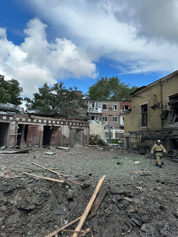 View of the site of the blast in the central of Taganrog