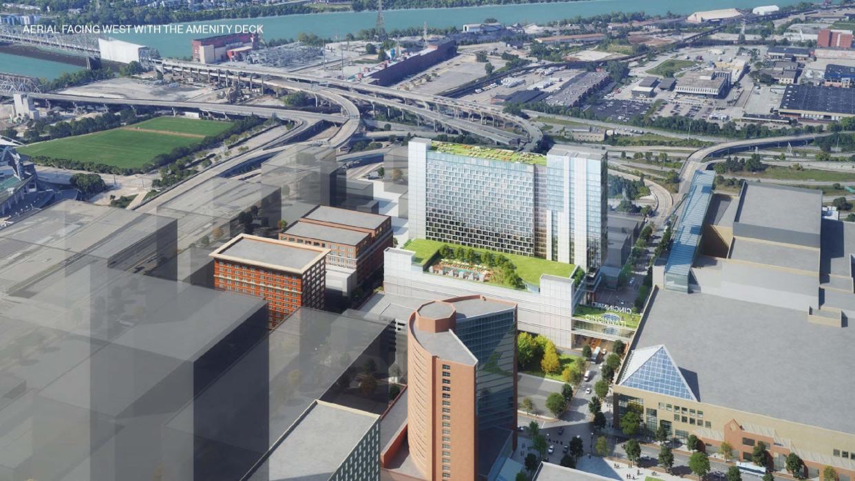 The proposed convention headquarters hotel in downtown Cincinnati could feature over 800 guest rooms.