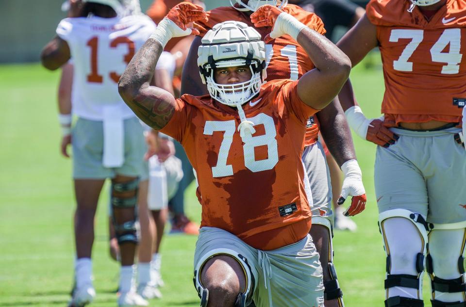 Texas star left tackle Kelvin Banks Jr. and the Longhorns football team begin fall camp workouts Wednesday in advance of their Aug. 31 season opener against Colorado State.