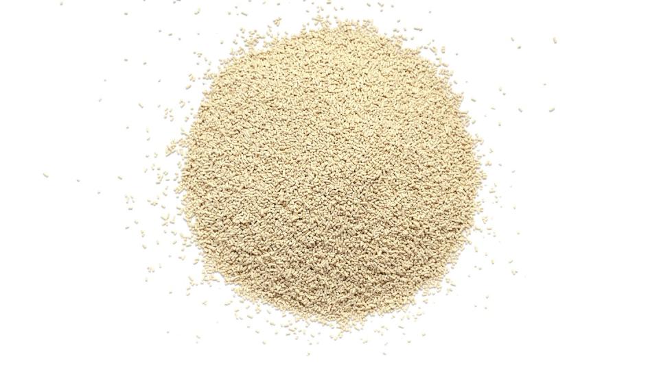 pile of dry yeast isolated on white background, top view active dry yeast on a white background, top view dry yeast granules isolated on white background dry yeast is used in baked goods