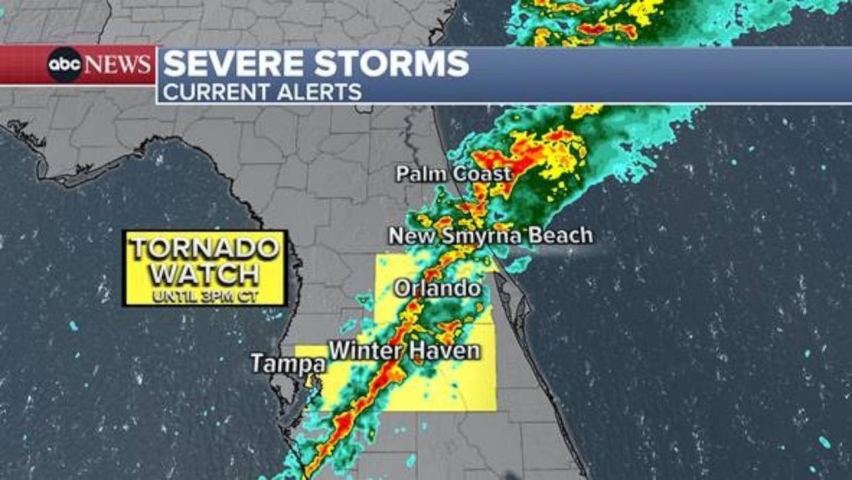 PHOTO: Severe storms tornado watch forecast for Thursday, April 11, 2024. (ABC News)