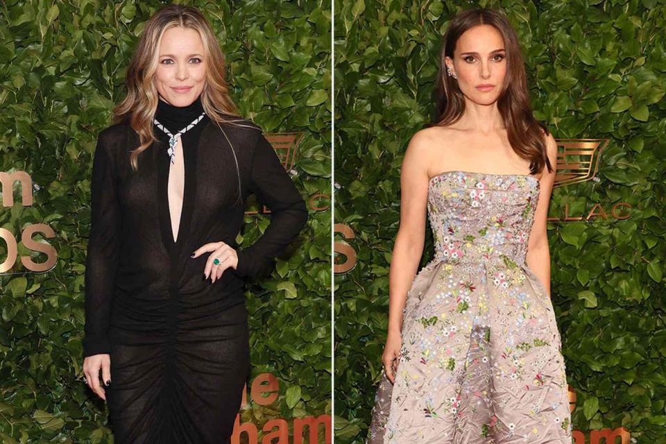 <p>getty (2)</p> Rachel McAdams and Natalie Portman and the 2023 Gotham Awards