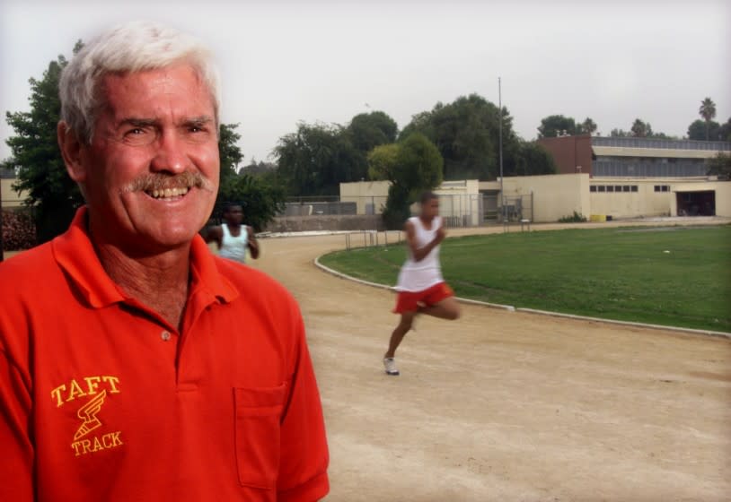 Boris Yaro –– – This is Mel Hein 9cq) Taft High track coach who almost died of aneurysm in 1999.