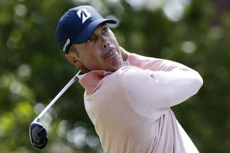 Matt Kuchar of the U.S. hitss off the 4th tee during second round play of the 2018 Masters golf tournament at the Augusta National Golf Club in Augusta, Georgia, U.S., April 6, 2018. REUTERS/Mike Segar