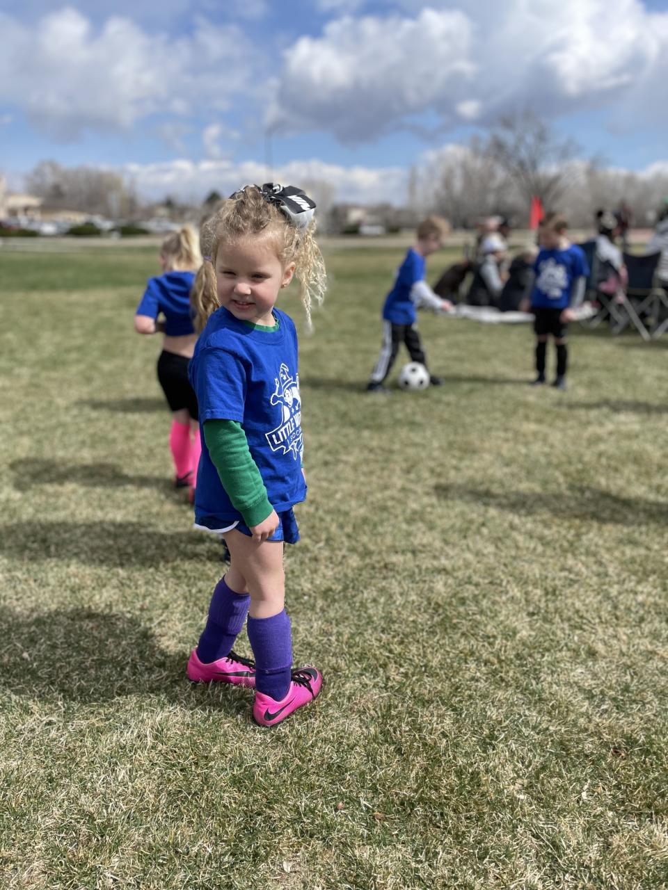 the author's daughter at soccer