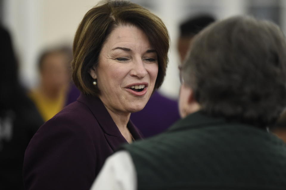 Democratic presidential candidate and Sen. Amy Klobuchar, D-Minn., arrives at Martin Luther King Jr. Day services at Zion Baptist Church on Monday, Jan. 20, 2020, in Columbia, S.C. (AP Photo/Meg Kinnard)