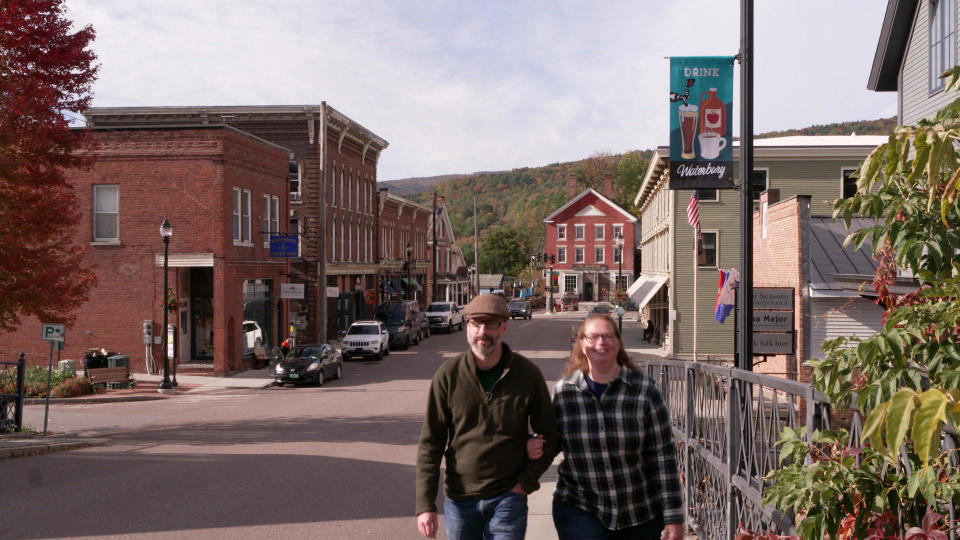 Aaron Agnew and Loretta Cruz tick Waterbury off their list of Vermont towns to visit.  / Credit: CBS News