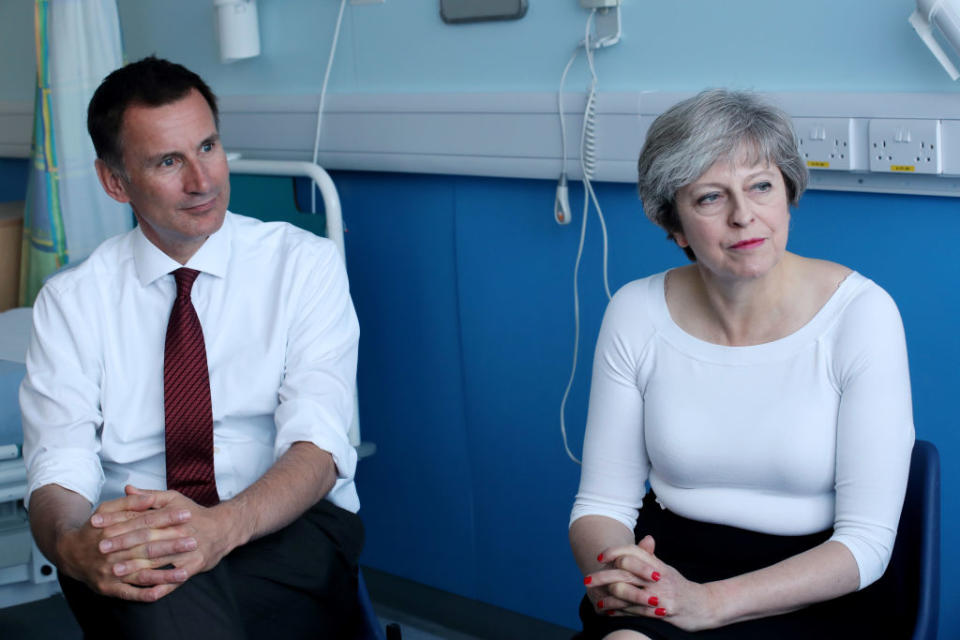Jeremy Hunt and Theresa May claimed the NHS was not in a state of crisis. (Getty)